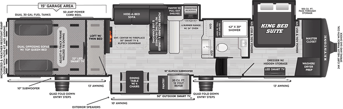 Keystone Raptor toy hauler floor plan