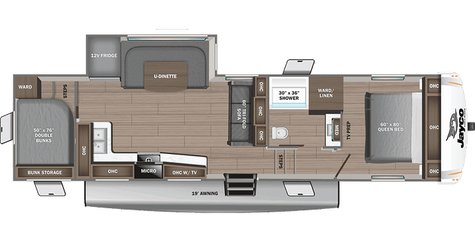Jayco 298BHU model floor plan overview
