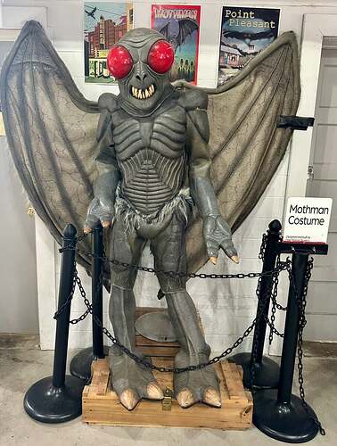 A Mothman caricature at the Mothman Museum, Point Pleasant, West Virginia