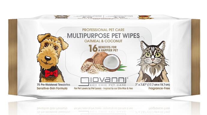 Giovanni Professional Pet Care Multipurpose Wipes, suitable for dogs and cats.
