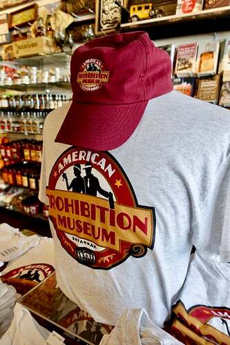 Cap and T-Shirt at the American Prohibition Museum store at Savannah, Georgia
