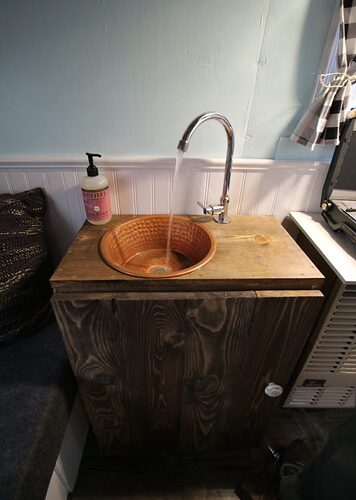 RV kitchen sink with running water