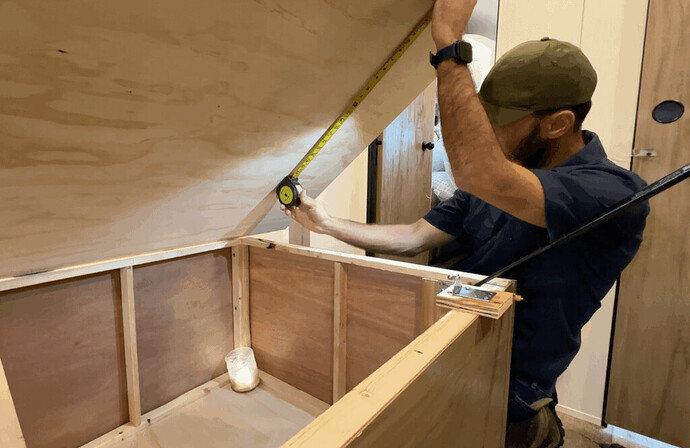 Marking upper bracket location for RV bed lift kit