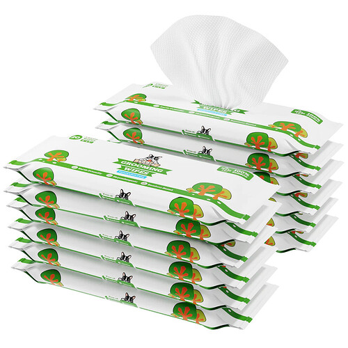 Pogi's Plant-Based Dog Grooming Wipes, 6 travel packs of 20 fragrance-free wipes.
