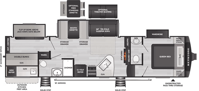 Keystone Cougar 32BHS fifth wheel floor plan 