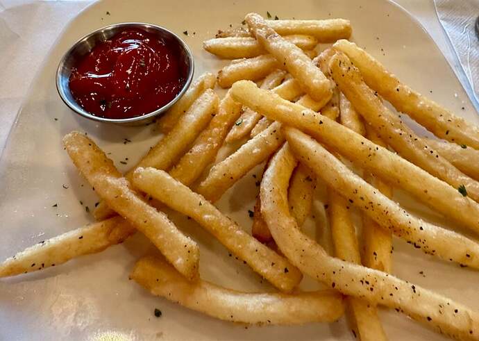 Crisp, salty, peppery, tasty fries at The Half Shell House, Hattiesburg, Mississippi