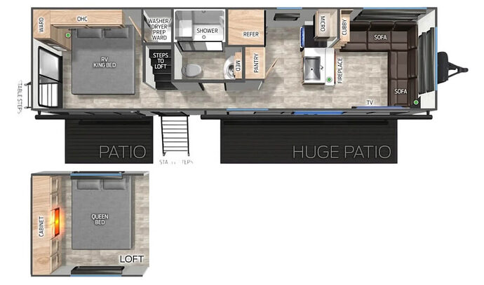 FOREST_RIVER_TIMBERWOLF_27MDK travel trailer RV with side patio Floor Plan 