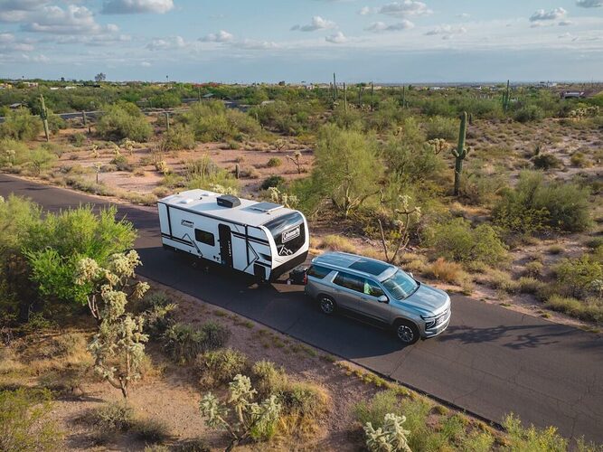 Trailer towed by SUV