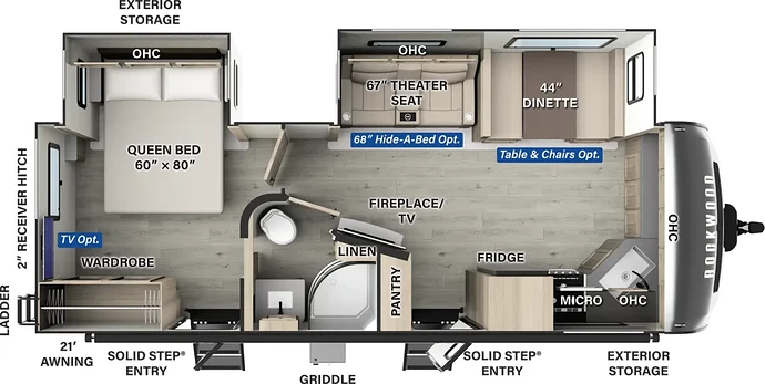Rockwood 2608BS floor plan against white backdrop