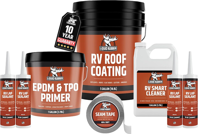 The Liquid Rubber RV Roof Coating Solar Reflective Sealant Waterproof Trailer Roof Repair Kit