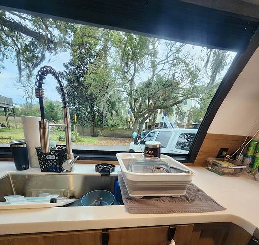 dish rack on counter of Campsite ultra trailer