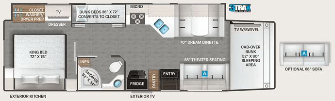 Thor Omni Trail R36 Floor Plan best motorhome with bunk beds