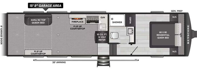 KEYSTONE_CARBON_321LT small 5th wheel toy hauler Floor Plan 