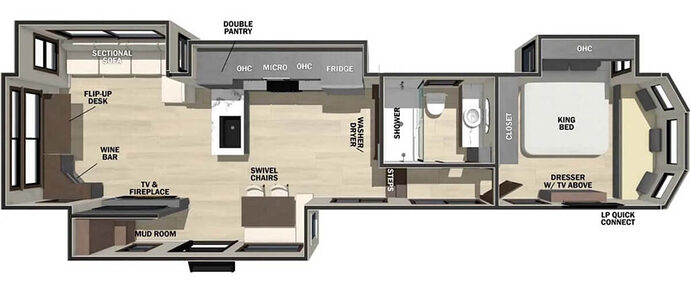 FOREST_RIVER_CEDAR_CREEK_COTTAGE_412FWC 5th wheel with washer and dryer Floor Plan
