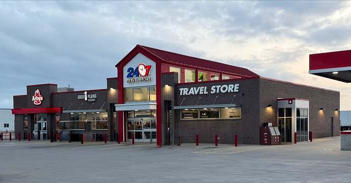 The 24/7 Travel Store at the I-70 Exit for Abeline. RV parking is in the rear of the property.