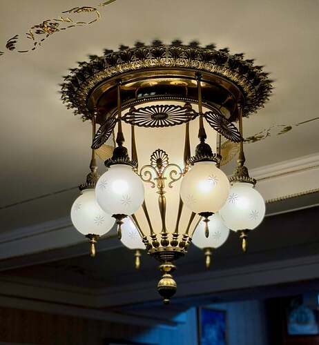 An original Thomas Edison lighting fixture in the Seelye mansion