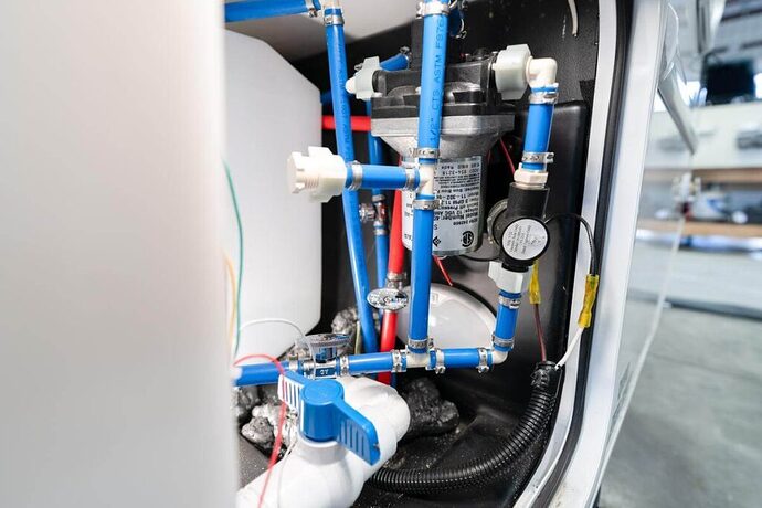 Example of fresh water plumbing lines in an RV