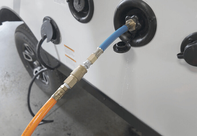 compressor hose and blow out plug connect to rv city water inlet for how to blow out rv water lines