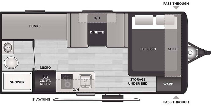 Image of Keystone Hideout Mini 161BH floor plan.