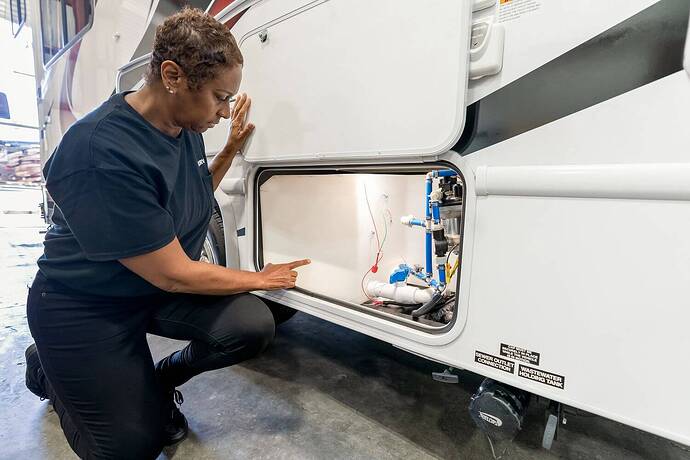 'rv fresh water tank location inside rv