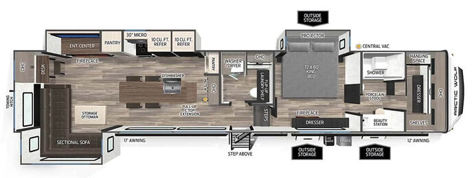 FOREST_RIVER_ARCTIC_WOLF_38LEAH.G 5th wheel with washer and dryer Floor Plan