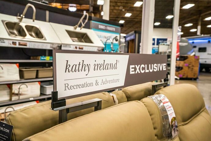 Kathy Ireland RV furniture display at a Camping World Design Center