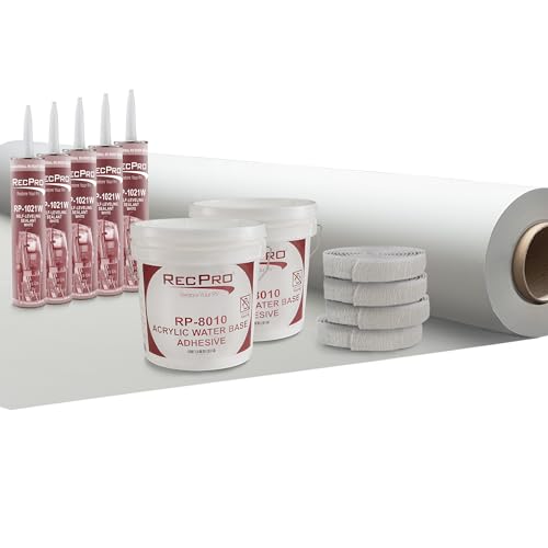 RecPro Extreme Duty RV Camper Rubber Roof Kit 9.5' Wide x 5 ft - 40 ft | 2 Gallons 8010 | 5 Tubes 1021 | 4 Rolls of Butyl 30' | PVC Rubber Roof (30 ft) | Made in USA
