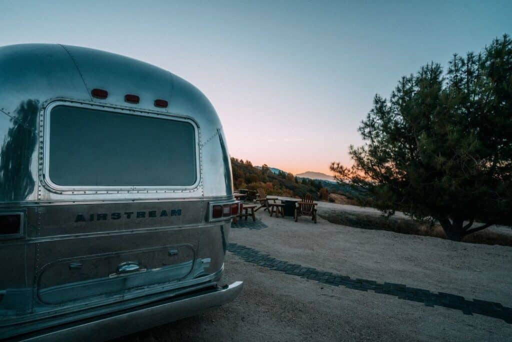 airstream by @skyparkcamprv at sunset